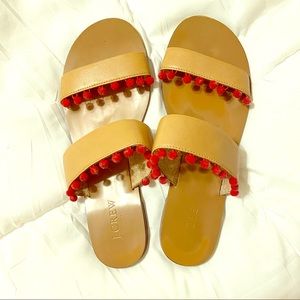 JCrew Pom Pom Sandals